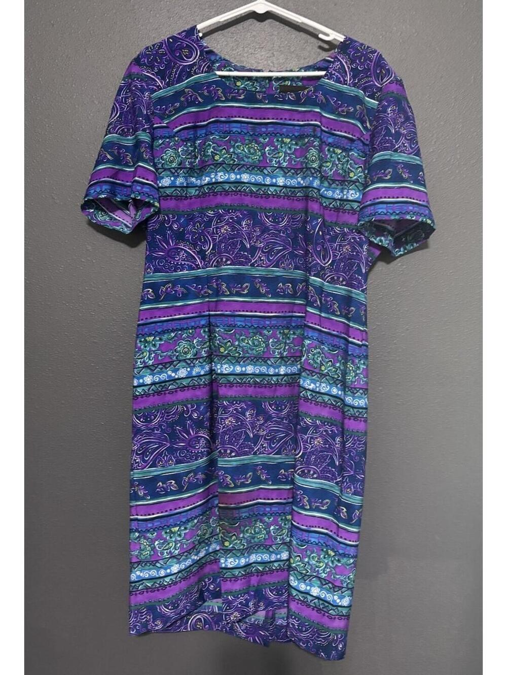 Sag Harbor Vintage Dress Turquoise Purple Small